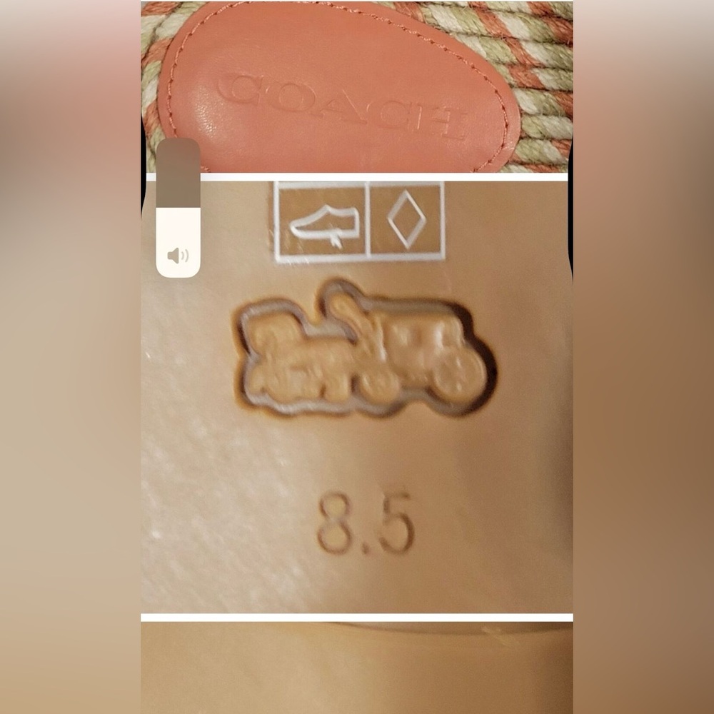 Coach Women's Coral and Tan Slide Sandals - Picture 8 of 8